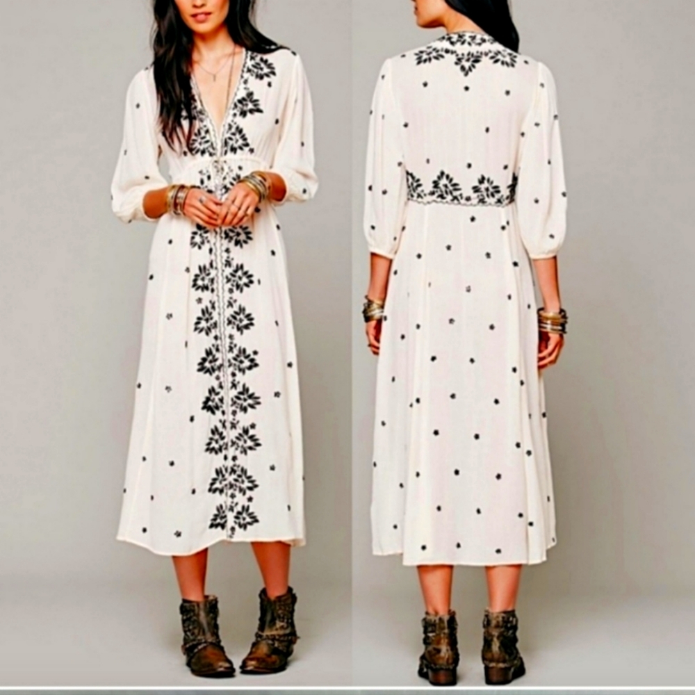 Free People Fable Embroidered Dress